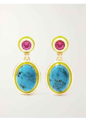 Emily P. Wheeler - Bernadette Janice 18-karat Gold Enamel And Multi-stone Earrings - Blue - One size