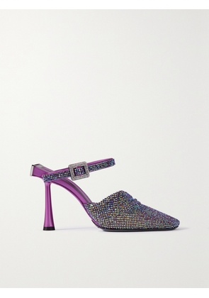BENEDETTA BRUZZICHES - Elena Crystal-embellished Silk-satin And Leather Pumps - Pink - IT36,IT37,IT38,IT39,IT40,IT41