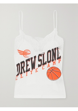 Conner Ives - + Net Sustain Lace-trimmed Printed Cotton-jersey Tank - White - x small,small,medium,large