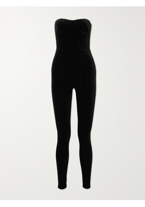 Alex Perry - Beckham Strapless Velvet Jumpsuit - Black - UK 4,UK 6,UK 8,UK 10,UK 12,UK 14