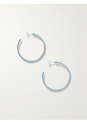 FRY POWERS - Large Silver And Enamel Hoop Earrings - Blue - One size