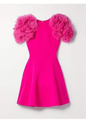 Oscar de la Renta - Chiffon-trimmed Wool-blend Mini Dress - Pink - US0,US2,US4,US6,US8