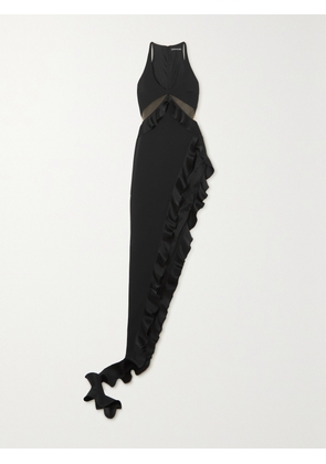 DAVID KOMA - Cutout Crepe Gown - Black - UK 6,UK 8,UK 10,UK 12,UK 14