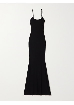 SKIMS - Soft Lounge Ribbed Long Stretch-modal Slip Dress - Onyx - Black - XXS,XS,S,M,L,XL,2XL,3XL,4XL