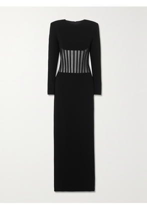 MÔNOT - Mesh-paneled Crepe Gown - Black - US0,US2,US4,US6,US8,US10
