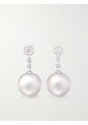 Mikimoto - 18-karat White Gold, Pearl And Diamond Earrings - One size