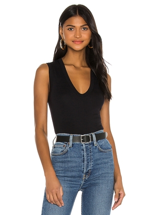 Enza Costa Supima Sleeveless U Tank in Black. Size L. Also in S, XL, XS.