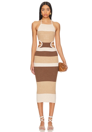 Camila Coelho Emlyn Stripe Knit Dress in Tan. Size L. Also in S, M, XL.