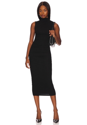 Enza Costa Silk Knit Sleeveless Twist Midi Dress in Black. Size L. Also in XS, S, M, XL.