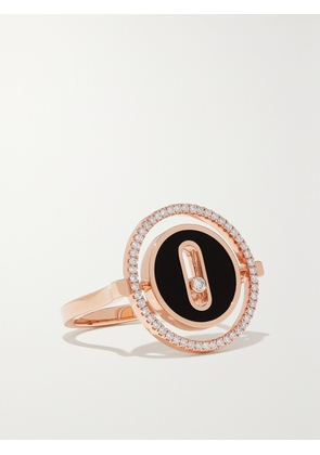 Messika - Lucky Move 18-karat Rose Gold, Onyx And Diamond Ring - 52,54