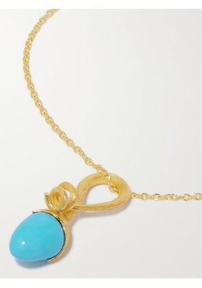 OLE LYNGGAARD COPENHAGEN - Lotus Sprout 18-karat Gold Turquoise Necklace - Blue - One size