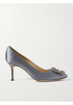 Manolo Blahnik - Hangisi 70 Crystal-embellished Satin Pumps - Blue - IT34,IT34.5,IT35,IT35.5,IT36,IT36.5,IT37,IT37.5,IT38,IT38.5,IT39,IT39.5,IT40,IT40.5,IT41,IT41.5,IT42,IT42.5,IT43