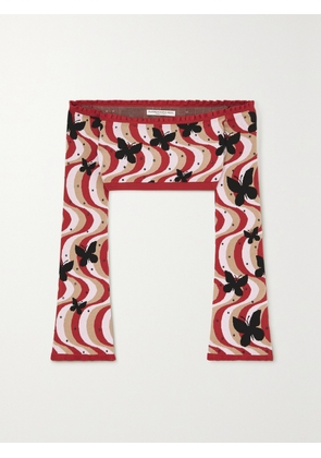 Alessandra Rich - Cropped Embellished Jacquard-knit Top - Red - IT36,IT38,IT40,IT42,IT44,IT46