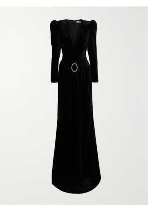 Alessandra Rich - Crystal-embellished Velvet Gown - Black - IT36,IT38,IT40,IT42,IT44,IT46