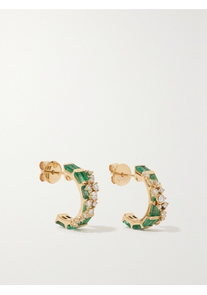 Ananya - 18-karat Gold, Emerald And Diamond Earrings - Green - One size