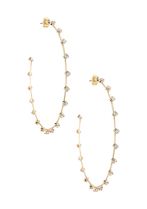 Ettika Rhinestone Hoop Earrings in Metallic Gold.
