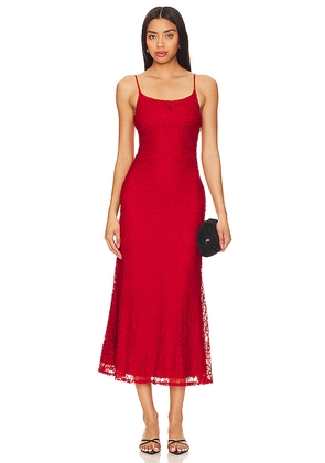 Bardot Ruby Midi Dress in Red. Size 4. Also in 6, 8.