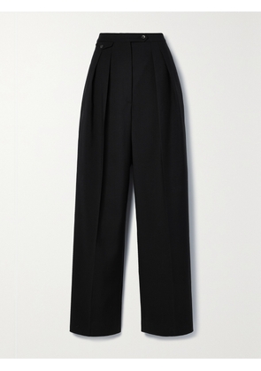 The Row - Marcellita Pleated Wool And Mohair-blend Piqué Wide-leg Pants - Black - US0,US2,US4,US6,US8,US10,US12,US14
