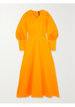 MOTHER OF PEARL - + Net Sustain Rebecca Gathered Organic Cotton-blend Midi Dress - Yellow - UK 6,UK 8,UK 10,UK 12,UK 14