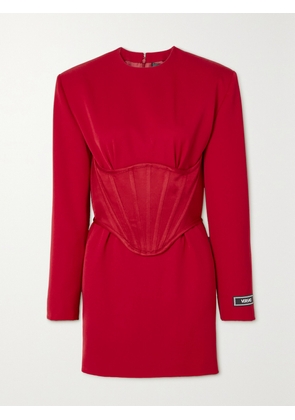 Versace - Silk Satin-trimmed Crepe Mini Dress - Red - IT38,IT40,IT42,IT44,IT46