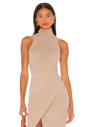 Enza Costa Cashmere Halter Turtleneck in Tan. Size L. Also in XS, S, M, XL.
