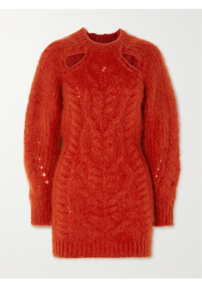 Isabel Marant - Cutout Cable-knit Mohair-blend Mini Dress - Orange - FR 34,FR 36,FR 38,FR 40,FR 42,FR 44