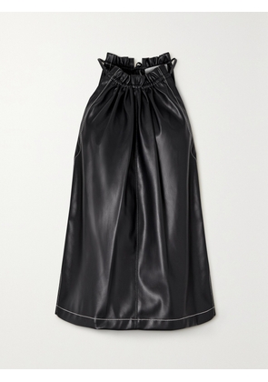 3.1 PHILLIP LIM - Gathered Faux Leather Halterneck Top - Black - x small,small,medium,large