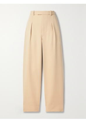 WARDROBE.NYC - + Hailey Bieber Pleated Wool Wide-leg Pants - Brown - xx small,x small,small,medium,large,x large
