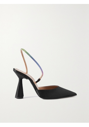 D'ACCORI - Saturn Crystal-embellished Satin Slingback Pumps - Black - IT35,IT35.5,IT36,IT36.5,IT37,IT37.5,IT38,IT38.5,IT39,IT39.5,IT40