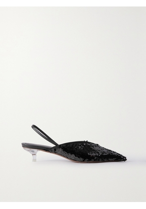 NEOUS - Irena Sequined Leather Slingback Pumps - Black - IT35,IT35.5,IT36,IT37,IT37.5,IT38,IT38.5,IT39,IT39.5,IT40,IT41