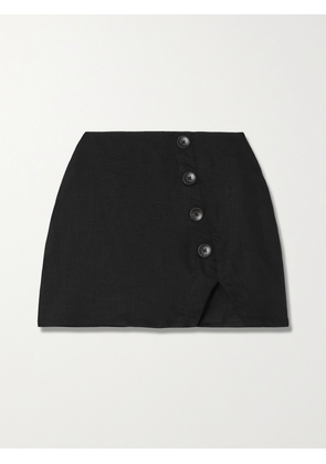 REFORMATION - Taylor Button-detailed Linen Mini Skirt - Black - US0,US2,US4,US6,US8,US10,US12