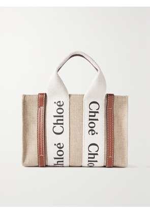 Chloé - + Net Sustain Woody Mini Leather-trimmed Linen Tote - Brown - One size