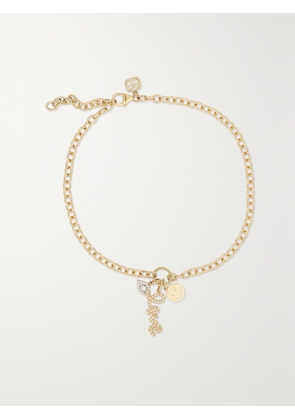 Sydney Evan - Protection, Love & Happiness 14-karat Yellow And White Gold Diamond Anklet - One size