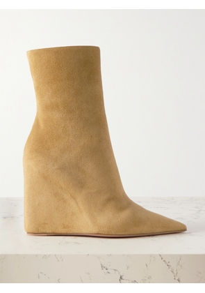 Amina Muaddi - Pernille Suede Wedge Ankle Boots - Brown - IT35,IT36,IT36.5,IT37,IT37.5,IT38,IT38.5,IT39,IT39.5,IT40,IT40.5,IT41,IT42