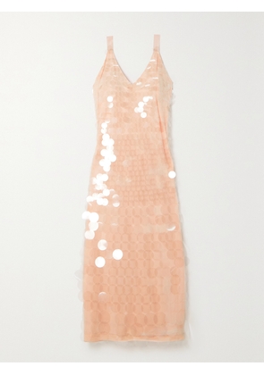 SIMKHAI - Madysen Sequined Tulle Midi Dress - Pink - US0,US2,US4,US6,US8,US10,US12