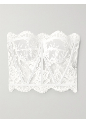 Dolce & Gabbana - Grosgrain-trimmed Lace Bustier Top - White - IT36,IT38,IT40,IT42,IT44,IT46,IT48,IT50,IT52
