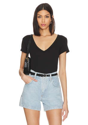 Enza Costa Perfect V Tee in Black. Size S. Also in XS, L.