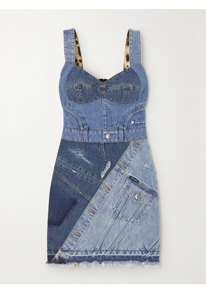 Dolce & Gabbana - Patchwork Denim And Stretch-jersey Mini Dress - Blue - IT36,IT38,IT40,IT42,IT44,IT46,IT48,IT50
