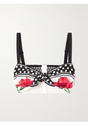 Dolce & Gabbana - Cropped Floral-print Silk-twill Bustier Top - Red - IT36,IT38,IT40,IT42,IT44,IT46,IT48,IT50,IT52