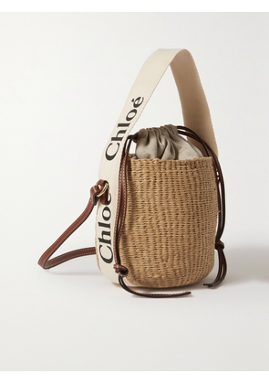 Chloé - Woody Small Leather-trimmed Raffia Basket Bag - White - One size