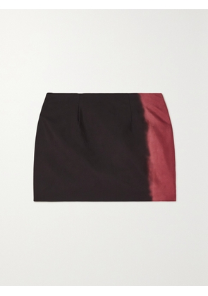 16ARLINGTON - Haile Two-tone Satin-twill Mini Skirt - Black - UK 4,UK 6,UK 8,UK 10,UK 12,UK 14,UK 16