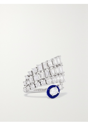 Kamyen - 18-karat White Gold, Diamond And Enamel Ring - Silver - 6,7