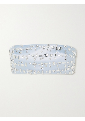 16ARLINGTON - Blaise Strapless Cropped Crystal-embellished Satin Bustier Top - Blue - UK 6,UK 8,UK 10,UK 12,UK 14,UK 16