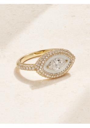 Kamyen - 18-karat Gold, Diamond And Enamel Ring - 3,4,7