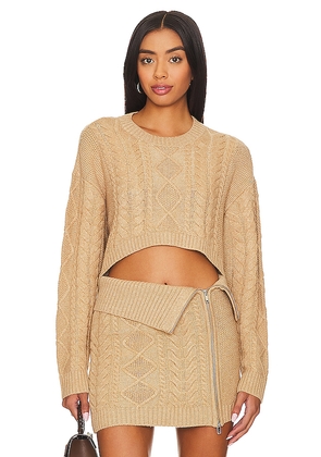 Camila Coelho Carmen Cropped Cable Crew in Tan. Size M. Also in XXS, XS, S, L, XL.