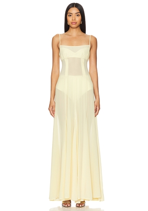 Camila Coelho Dia Maxi Dress in Yellow. Size L. Also in M, XL.