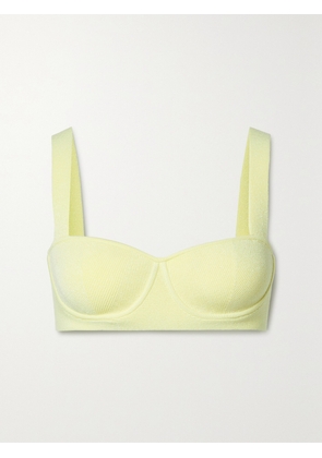 Galvan - Nyx Cropped Stretch-knit Top - Yellow - x small,small,medium,large