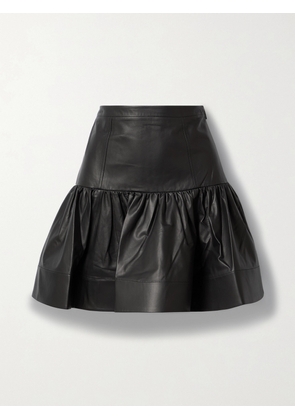 JASON WU - Ruffled Tiered Leather Mini Skirt - Black - US0,US2,US4,US6,US8,US10,US12