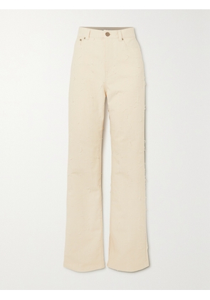 Acne Studios - Distressed High-rise Straight-leg Jeans - Ecru - EU 32,EU 34,EU 36,EU 38,EU 40,EU 42