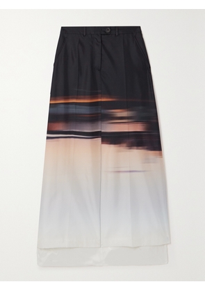 PETER DO - Pleated Dégradé Silk-satin Midi Skirt - Black - FR 34,FR 36,FR 38,FR 40,FR 42,FR 44